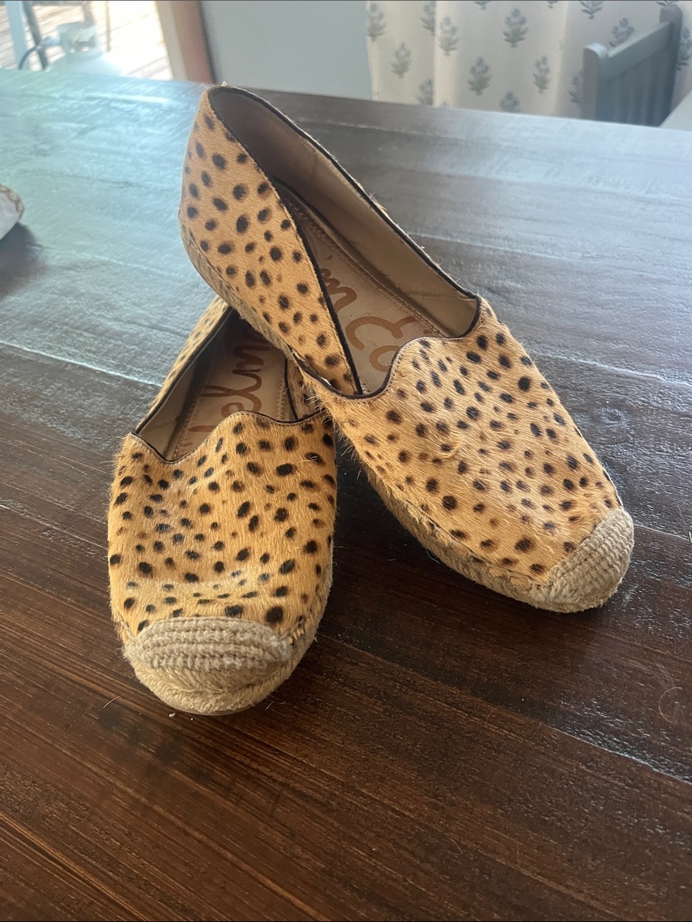 Sam Edelman Leopard-Print Espadrille Flats in Tan and Black